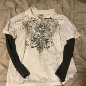 Y2K Grunge skull pattern shirt